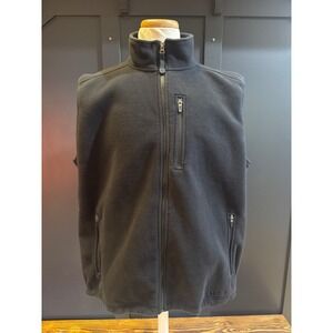 L.L. Bean Fleece Vest XL Regular Black Zip Pockets Stand Collar Mens Outdoor